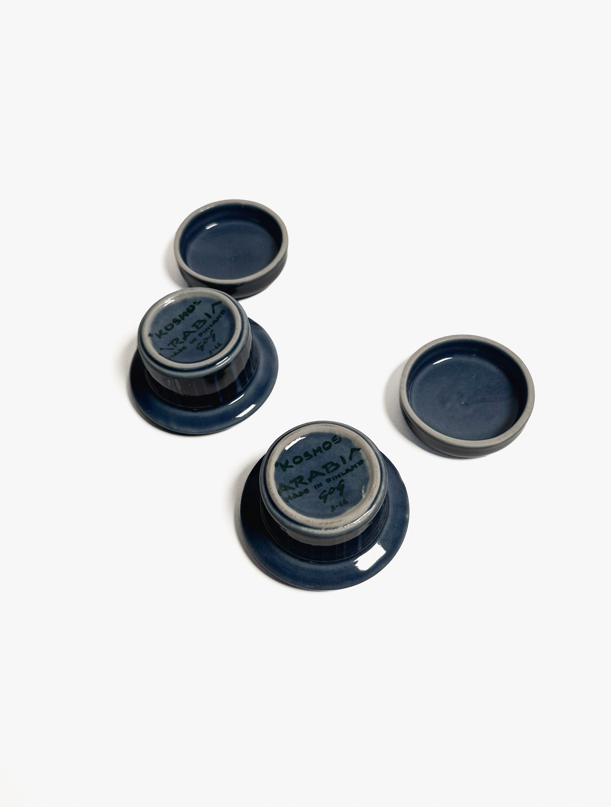 Arabia Kosmos, set of Egg Cups with lid, blue