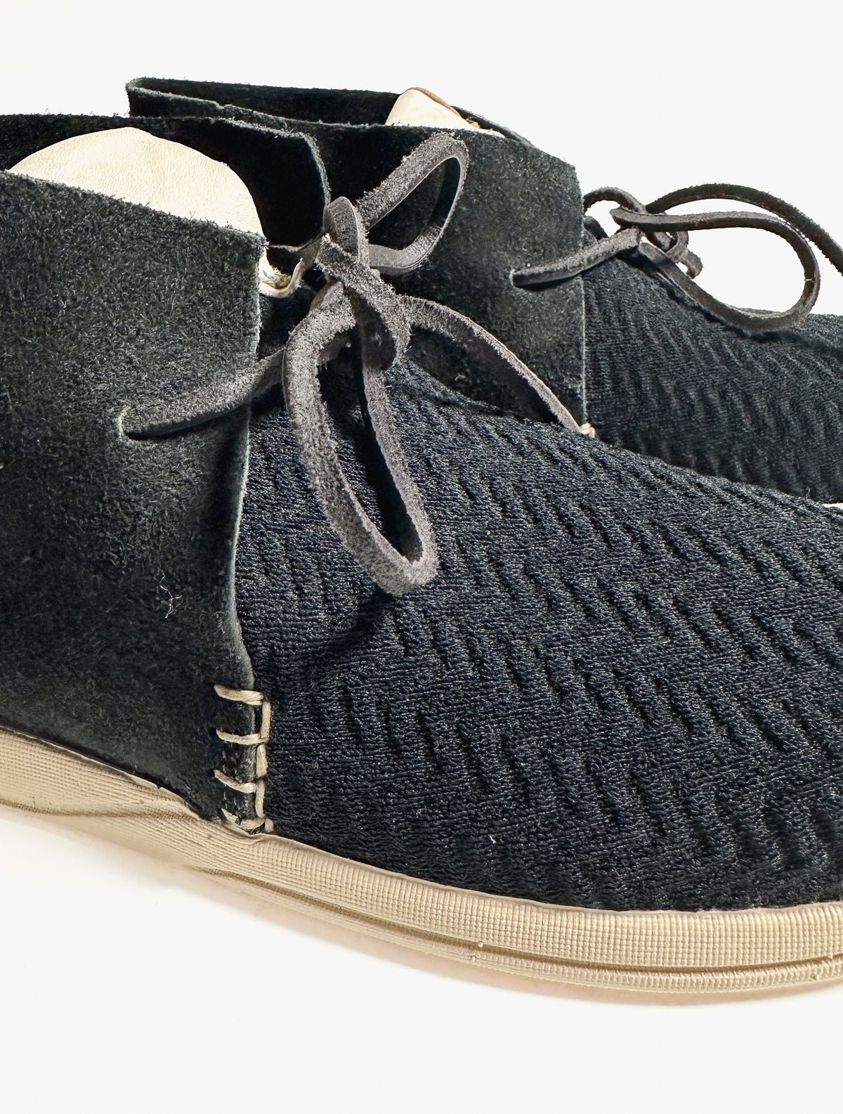 Visvim Huron Mesh Moc Folk shoes, black, US9.5