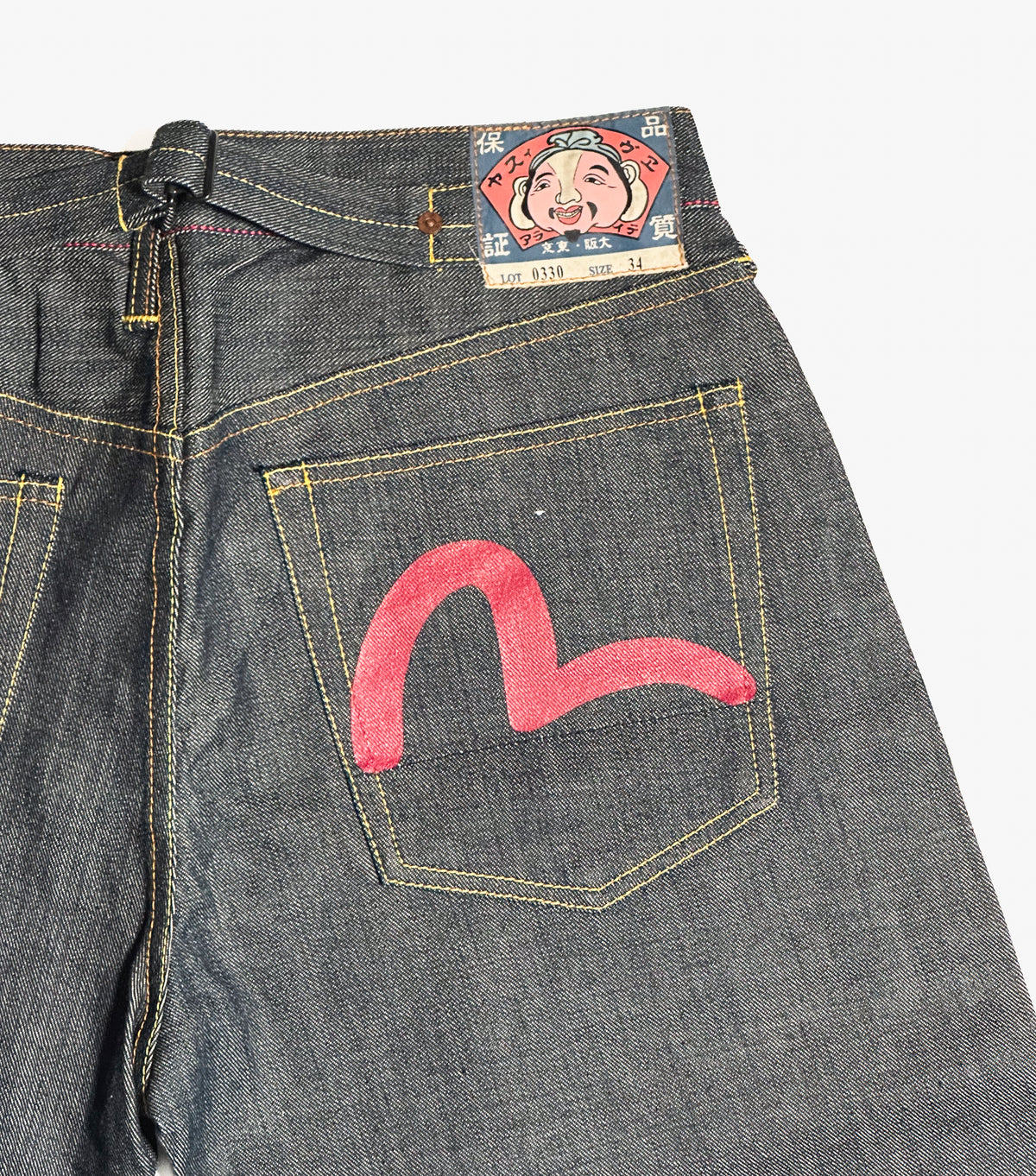 Evisu — lot. 0330, cinch back, selvedge denim, rare, made in Japan, 34