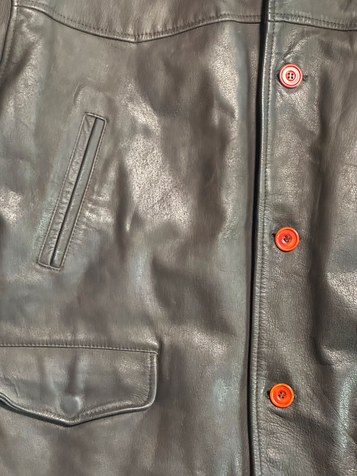 Wrangler, vintage leather jacket, ca. 1990s, dark brown, XL