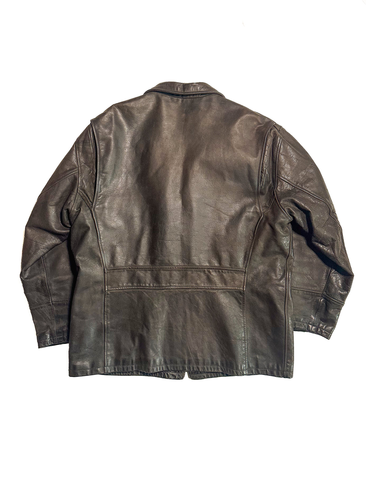 Wrangler, vintage leather jacket, ca. 1990s, dark brown, XL